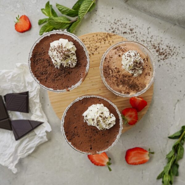 Chocolate mousse made from dark chocolate and milk chocolate.